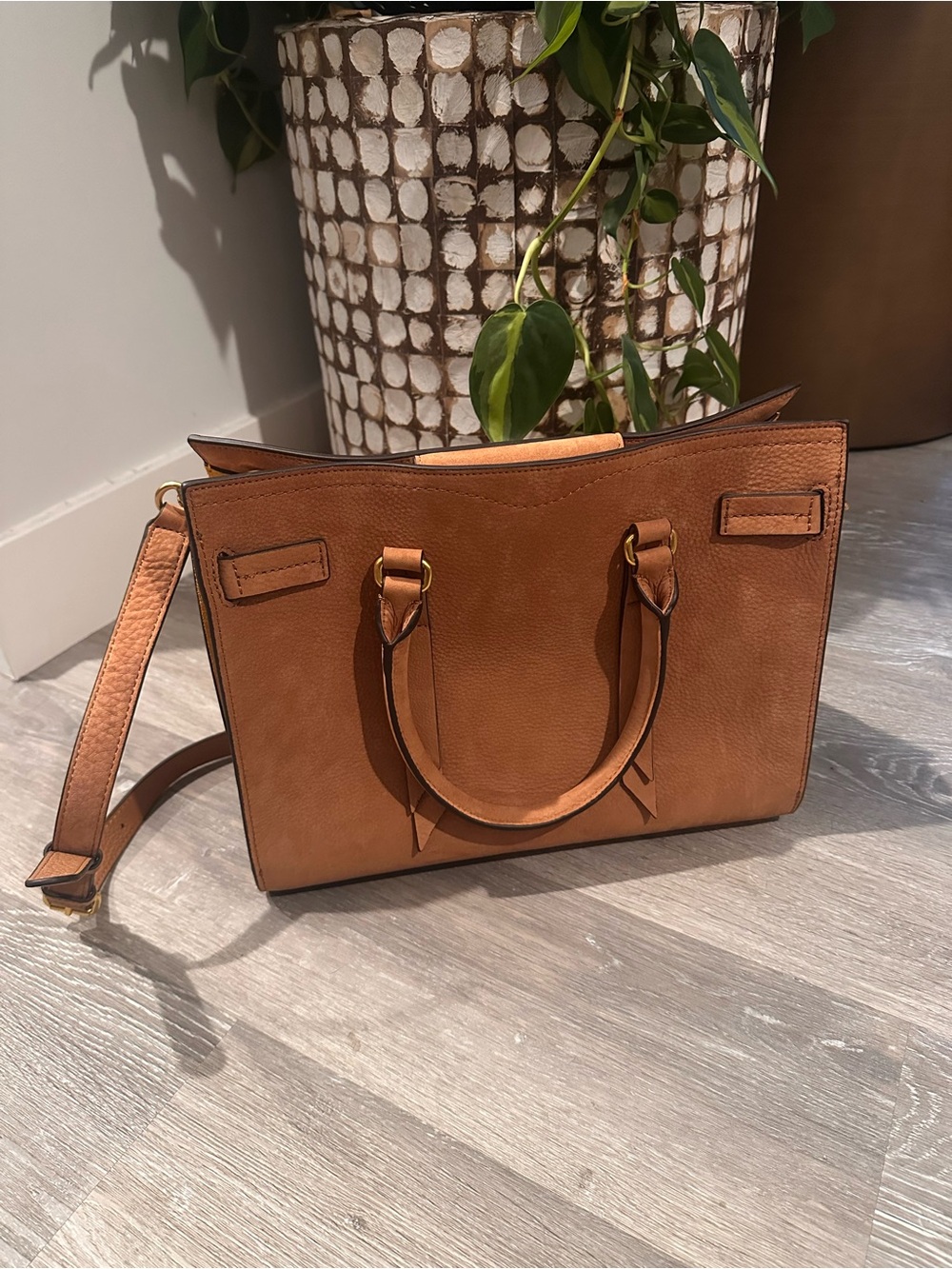 Rebecca Minkoff Cognac Tan Leather Satchel with Strap